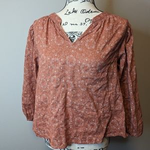 Ana coral lace long sleeve blouse size medium